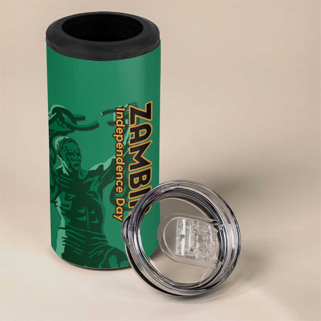 Personalized Zambia Independence Day 4 in 1 Can Cooler Tumbler Lusaka Freedom Statue - Wonder Print Shop