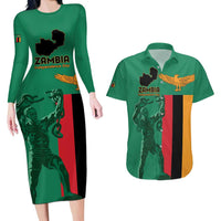 Personalized Zambia Independence Day Couples Matching Long Sleeve Bodycon Dress and Hawaiian Shirt Lusaka Freedom Statue - Wonder Print Shop