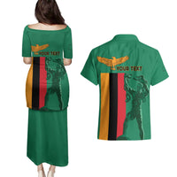 Personalized Zambia Independence Day Couples Matching Puletasi and Hawaiian Shirt Lusaka Freedom Statue - Wonder Print Shop