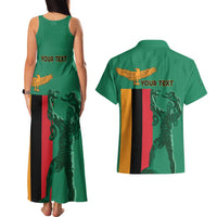 Personalized Zambia Independence Day Couples Matching Tank Maxi Dress and Hawaiian Shirt Lusaka Freedom Statue - Wonder Print Shop