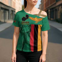 Personalized Zambia Independence Day Cross Shoulder Shirt Lusaka Freedom Statue - Wonder Print Shop