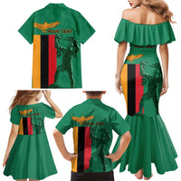 Personalized Zambia Independence Day Family Matching Mermaid Dress and Hawaiian Shirt Lusaka Freedom Statue - Wonder Print Shop