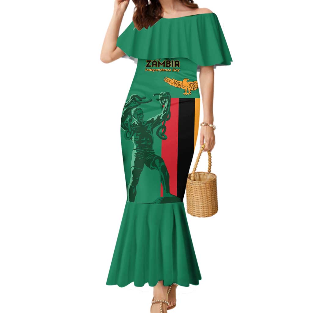 Personalized Zambia Independence Day Family Matching Mermaid Dress and Hawaiian Shirt Lusaka Freedom Statue - Wonder Print Shop