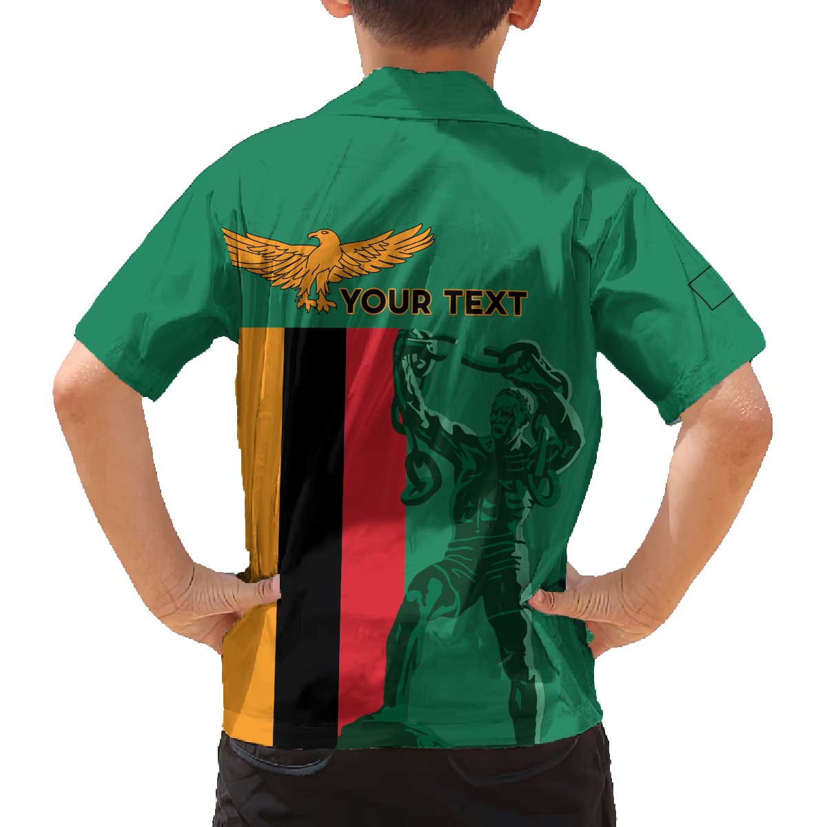 Personalized Zambia Independence Day Family Matching Off The Shoulder Long Sleeve Dress and Hawaiian Shirt Lusaka Freedom Statue - Wonder Print Shop