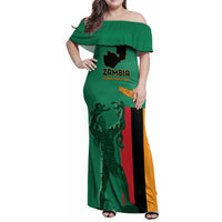 Personalized Zambia Independence Day Family Matching Off Shoulder Maxi Dress and Hawaiian Shirt Lusaka Freedom Statue - Wonder Print Shop