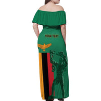 Personalized Zambia Independence Day Family Matching Off Shoulder Maxi Dress and Hawaiian Shirt Lusaka Freedom Statue - Wonder Print Shop