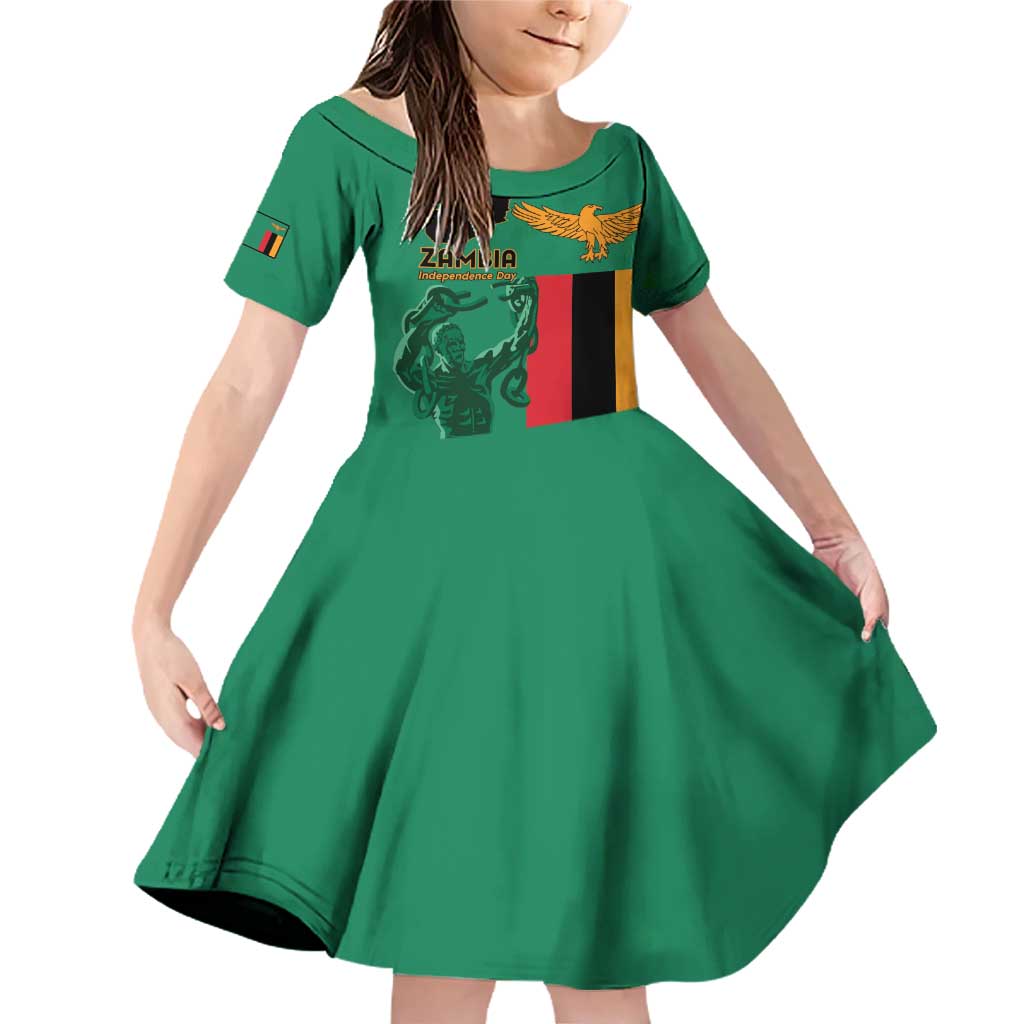 Personalized Zambia Independence Day Family Matching Off Shoulder Short Dress and Hawaiian Shirt Lusaka Freedom Statue - Wonder Print Shop