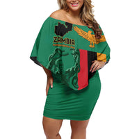 Personalized Zambia Independence Day Family Matching Off Shoulder Short Dress and Hawaiian Shirt Lusaka Freedom Statue - Wonder Print Shop