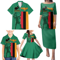 Personalized Zambia Independence Day Family Matching Puletasi and Hawaiian Shirt Lusaka Freedom Statue - Wonder Print Shop