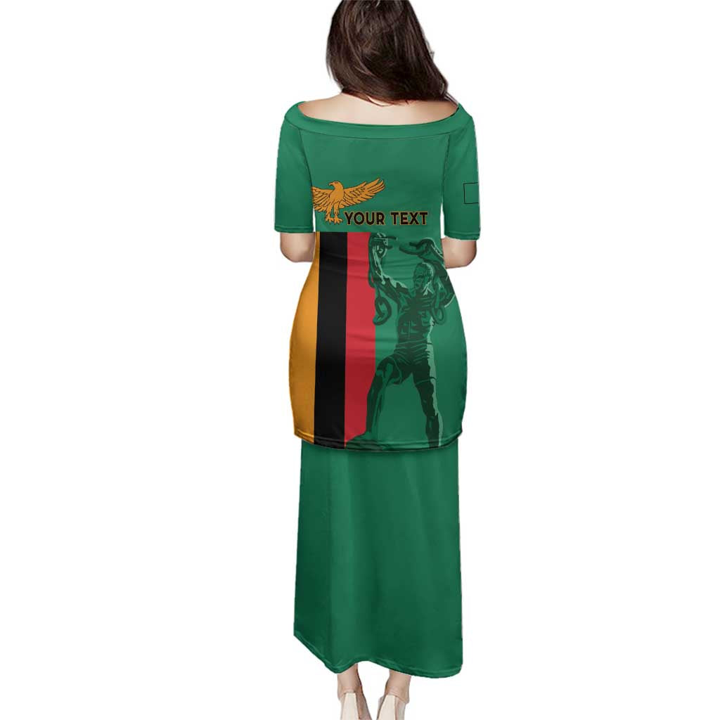 Personalized Zambia Independence Day Family Matching Puletasi and Hawaiian Shirt Lusaka Freedom Statue - Wonder Print Shop