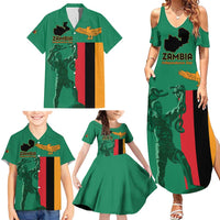 Personalized Zambia Independence Day Family Matching Summer Maxi Dress and Hawaiian Shirt Lusaka Freedom Statue - Wonder Print Shop