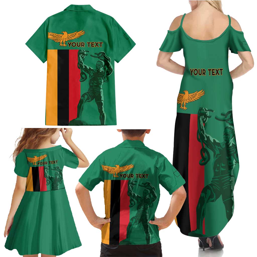 Personalized Zambia Independence Day Family Matching Summer Maxi Dress and Hawaiian Shirt Lusaka Freedom Statue - Wonder Print Shop