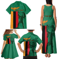 Personalized Zambia Independence Day Family Matching Tank Maxi Dress and Hawaiian Shirt Lusaka Freedom Statue - Wonder Print Shop