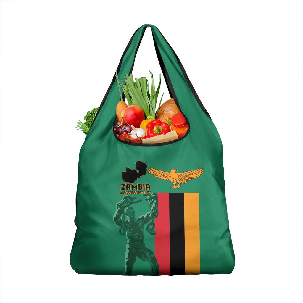Zambia Independence Day Grocery Bag Lusaka Freedom Statue - Wonder Print Shop