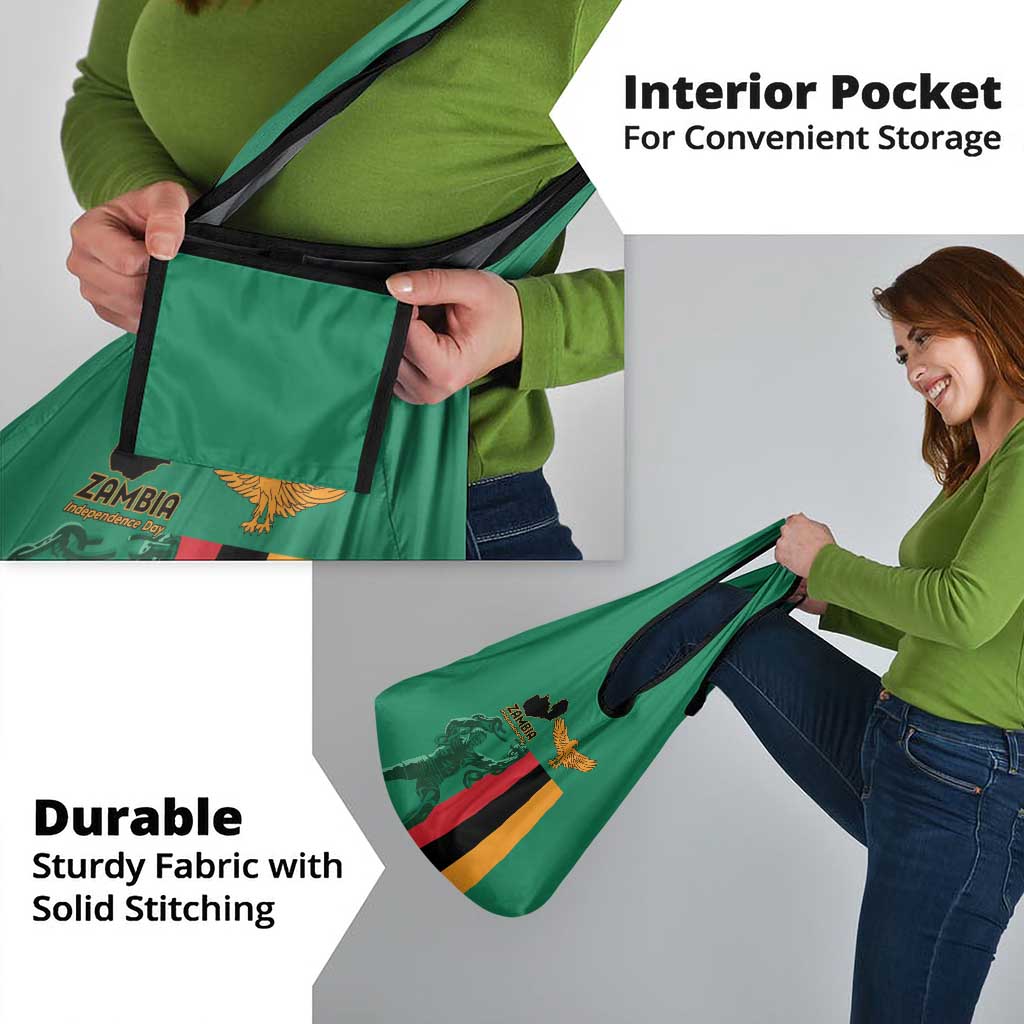 Zambia Independence Day Grocery Bag Lusaka Freedom Statue - Wonder Print Shop