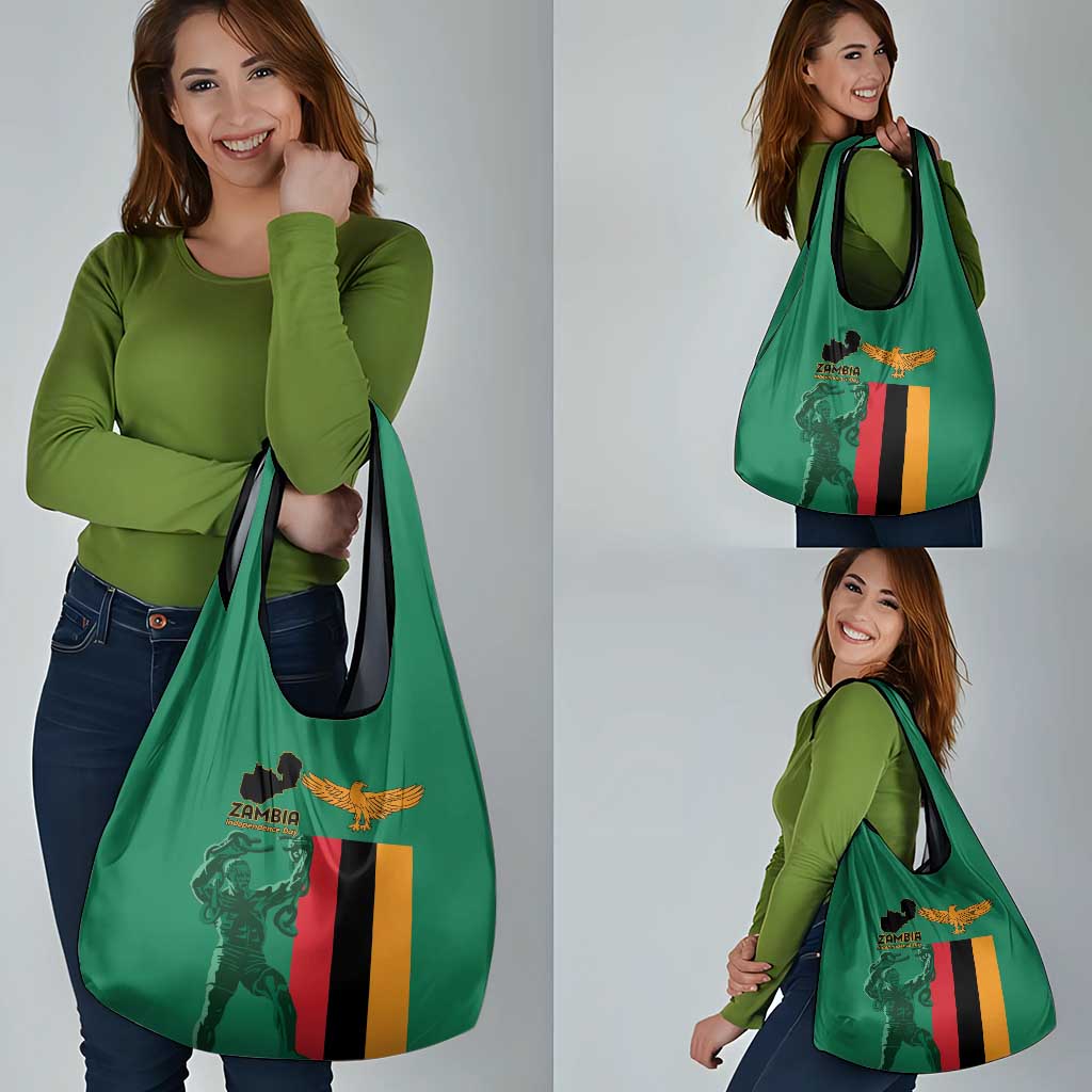 Zambia Independence Day Grocery Bag Lusaka Freedom Statue - Wonder Print Shop