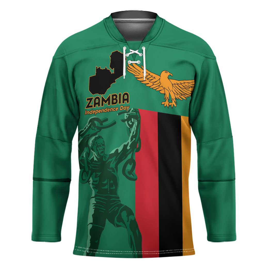 Personalized Zambia Independence Day Hockey Jersey Lusaka Freedom Statue - Wonder Print Shop
