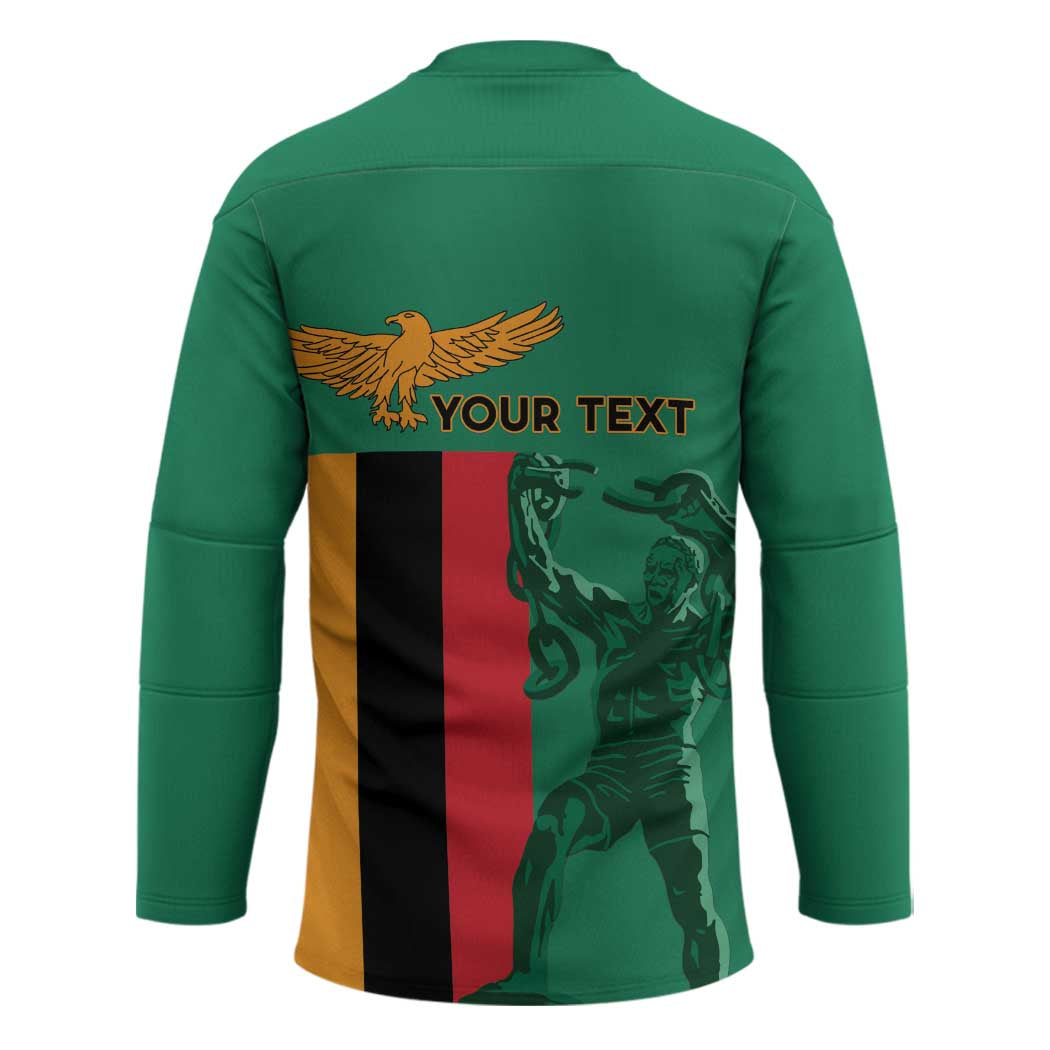 Personalized Zambia Independence Day Hockey Jersey Lusaka Freedom Statue - Wonder Print Shop