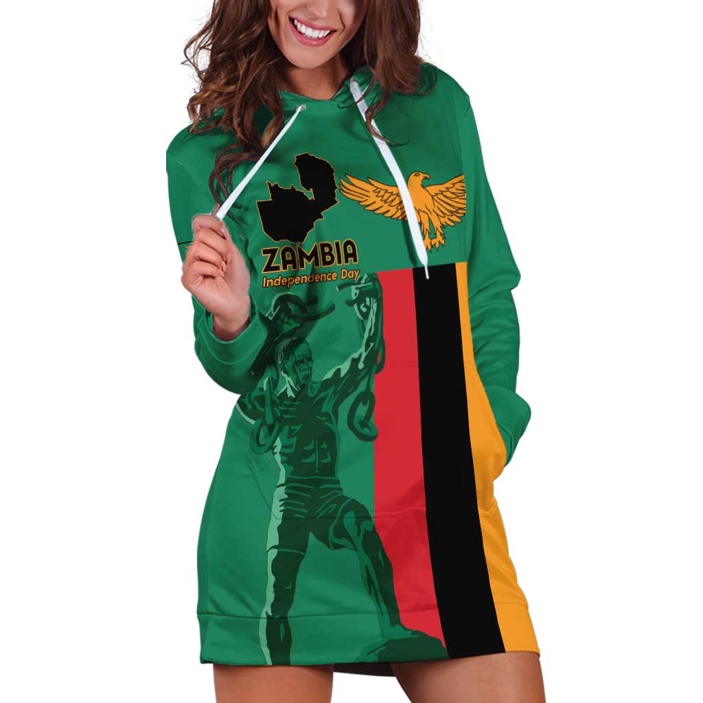 Personalized Zambia Independence Day Hoodie Dress Lusaka Freedom Statue - Wonder Print Shop