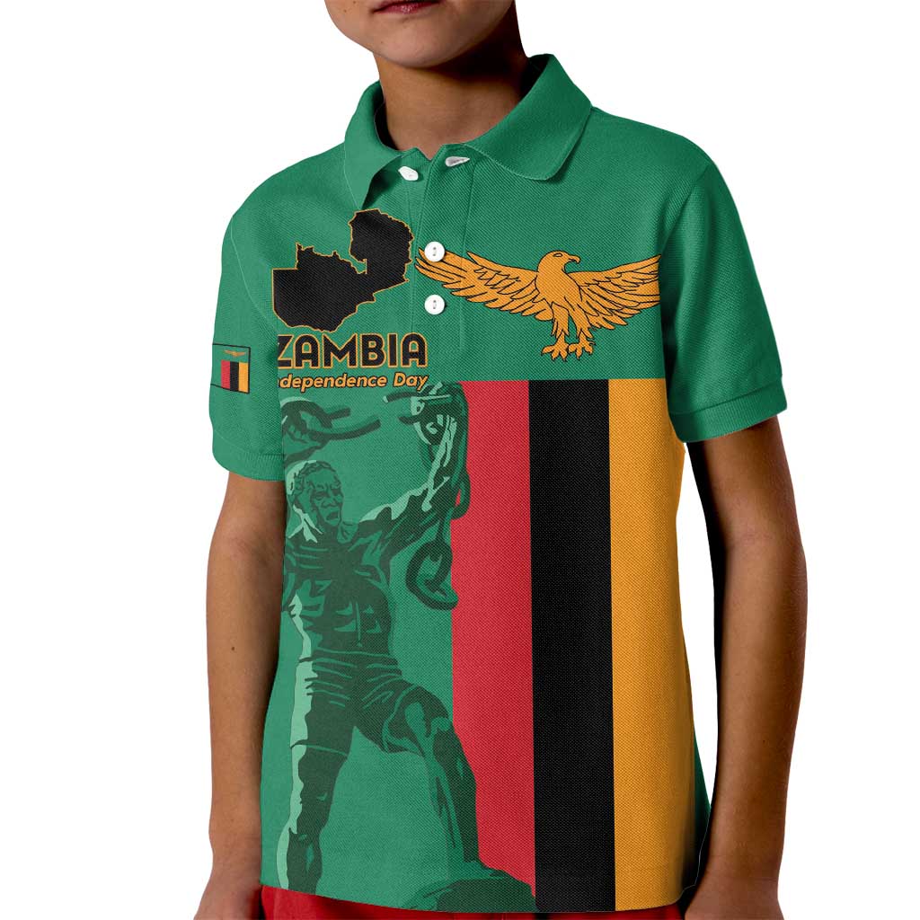 Personalized Zambia Independence Day Kid Polo Shirt Lusaka Freedom Statue - Wonder Print Shop