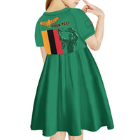 Personalized Zambia Independence Day Kid Short Sleeve Dress Lusaka Freedom Statue - Wonder Print Shop