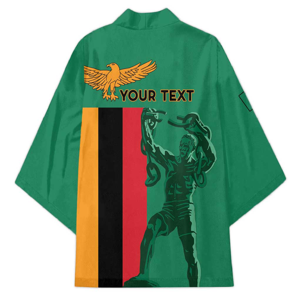 Personalized Zambia Independence Day Kimono Lusaka Freedom Statue - Wonder Print Shop