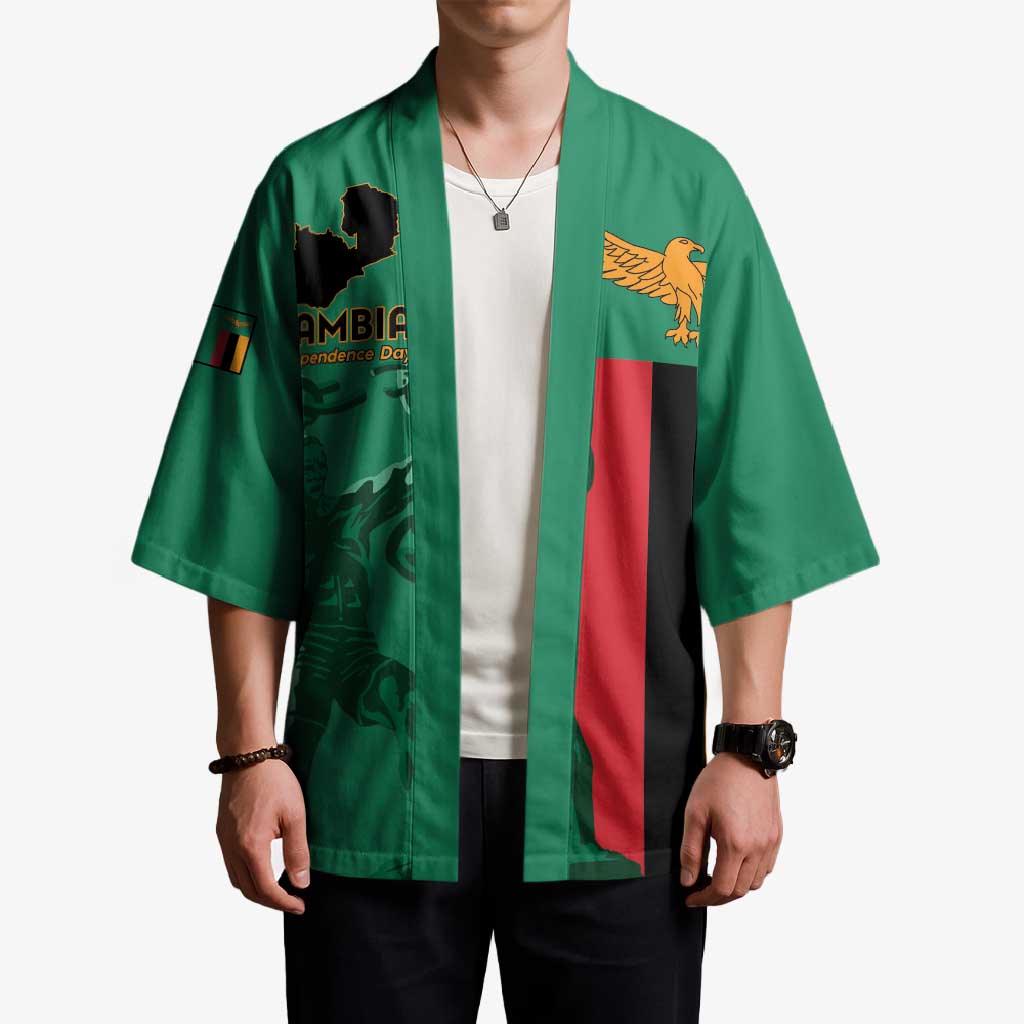 Personalized Zambia Independence Day Kimono Lusaka Freedom Statue - Wonder Print Shop