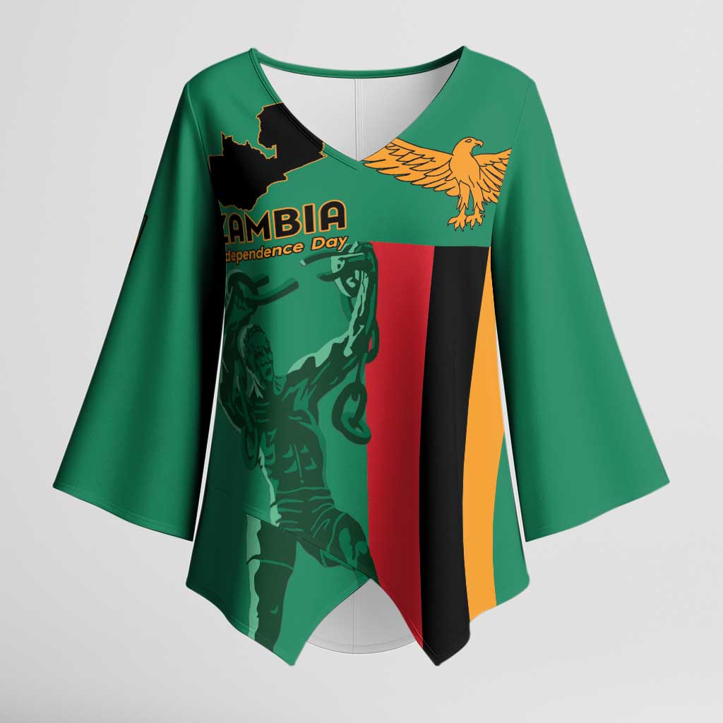 Personalized Zambia Independence Day Kimono Sleeve Blouse Lusaka Freedom Statue - Wonder Print Shop