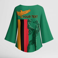 Personalized Zambia Independence Day Kimono Sleeve Blouse Lusaka Freedom Statue - Wonder Print Shop
