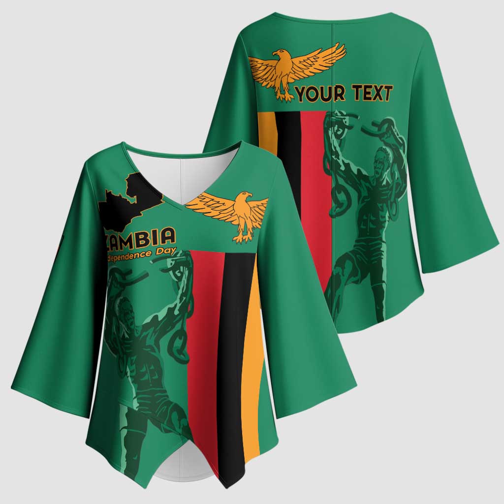 Personalized Zambia Independence Day Kimono Sleeve Blouse Lusaka Freedom Statue - Wonder Print Shop