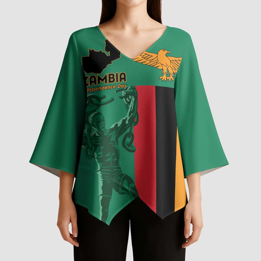 Personalized Zambia Independence Day Kimono Sleeve Blouse Lusaka Freedom Statue - Wonder Print Shop