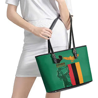 Zambia Independence Day Leather Tote Bag Lusaka Freedom Statue - Wonder Print Shop