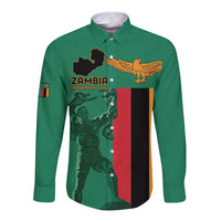 Personalized Zambia Independence Day Long Sleeve Button Shirt Lusaka Freedom Statue - Wonder Print Shop