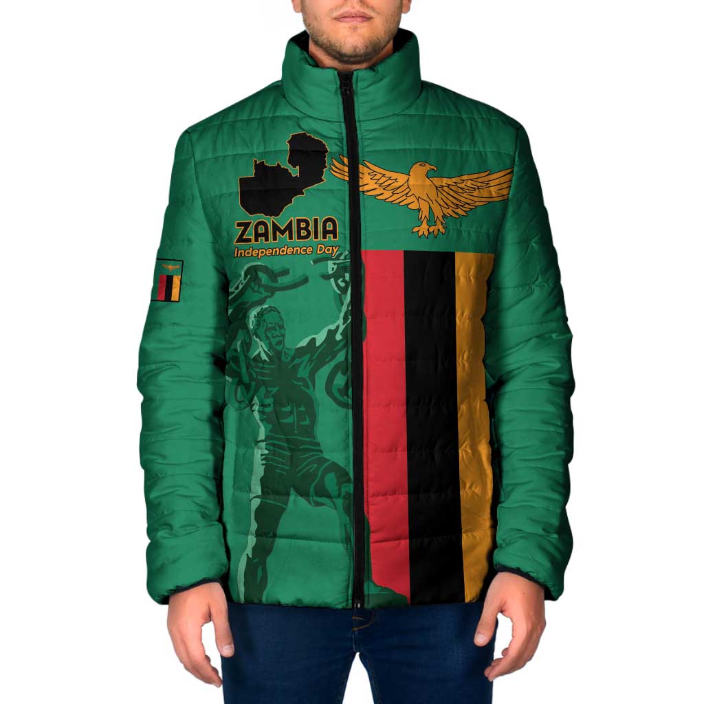Personalized Zambia Independence Day Padded Jacket Lusaka Freedom Statue - Wonder Print Shop
