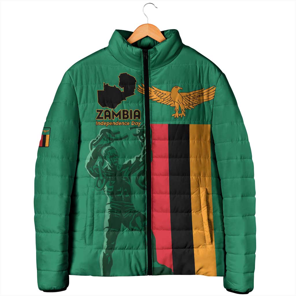 Personalized Zambia Independence Day Padded Jacket Lusaka Freedom Statue - Wonder Print Shop