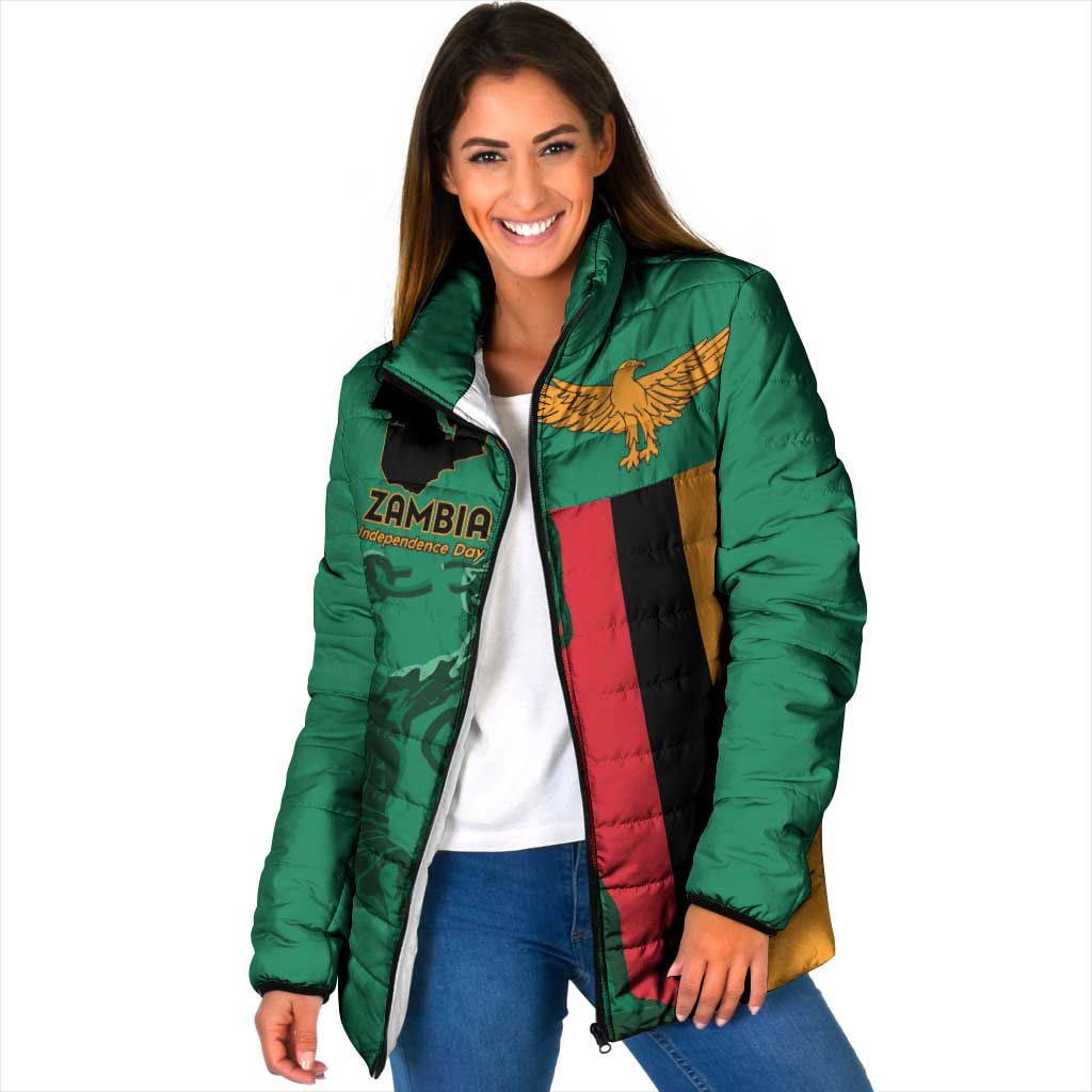 Personalized Zambia Independence Day Padded Jacket Lusaka Freedom Statue - Wonder Print Shop