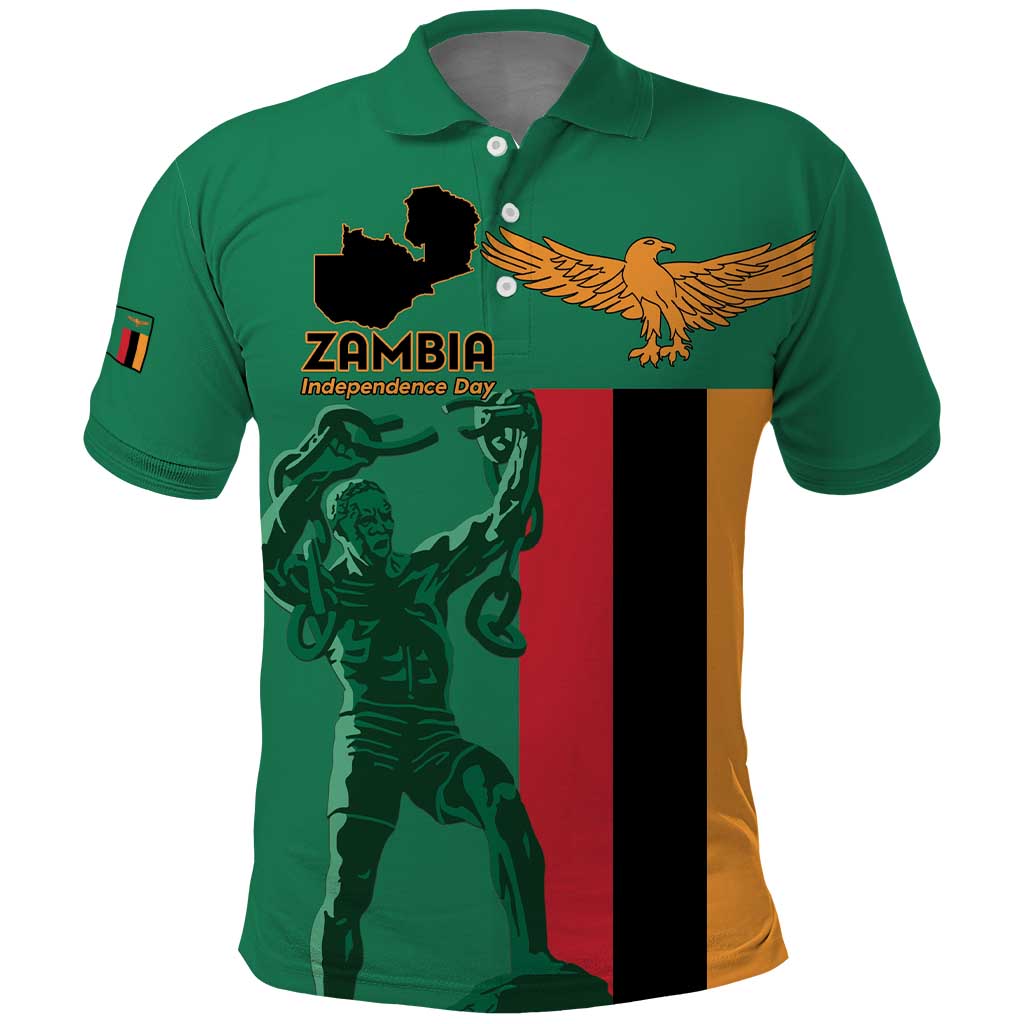 Personalized Zambia Independence Day Polo Shirt Lusaka Freedom Statue - Wonder Print Shop