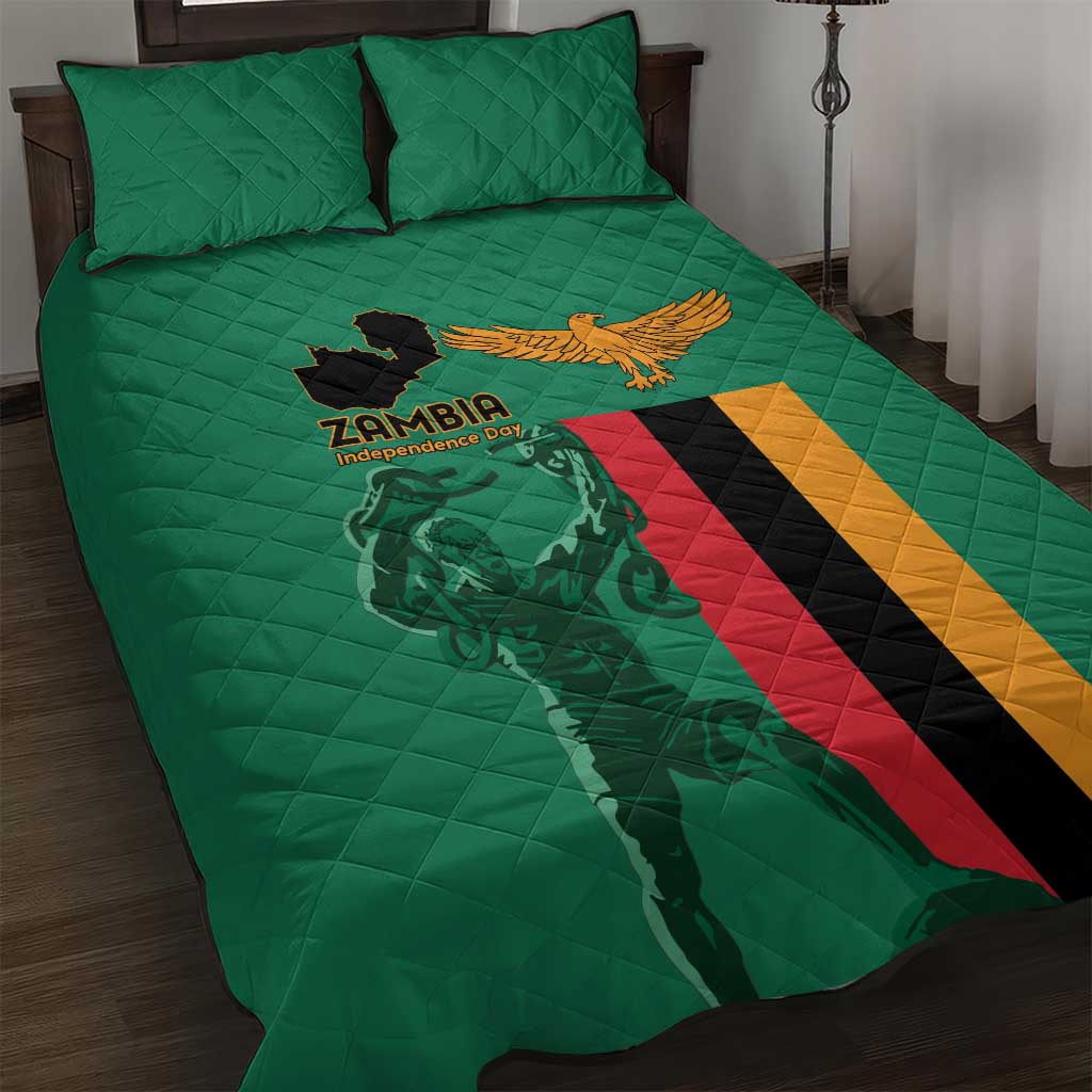 Zambia Independence Day Quilt Bed Set Lusaka Freedom Statue - Wonder Print Shop