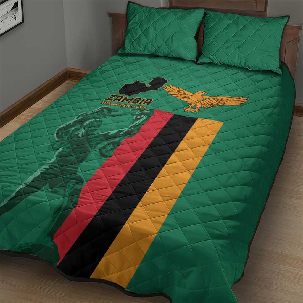 Zambia Independence Day Quilt Bed Set Lusaka Freedom Statue - Wonder Print Shop