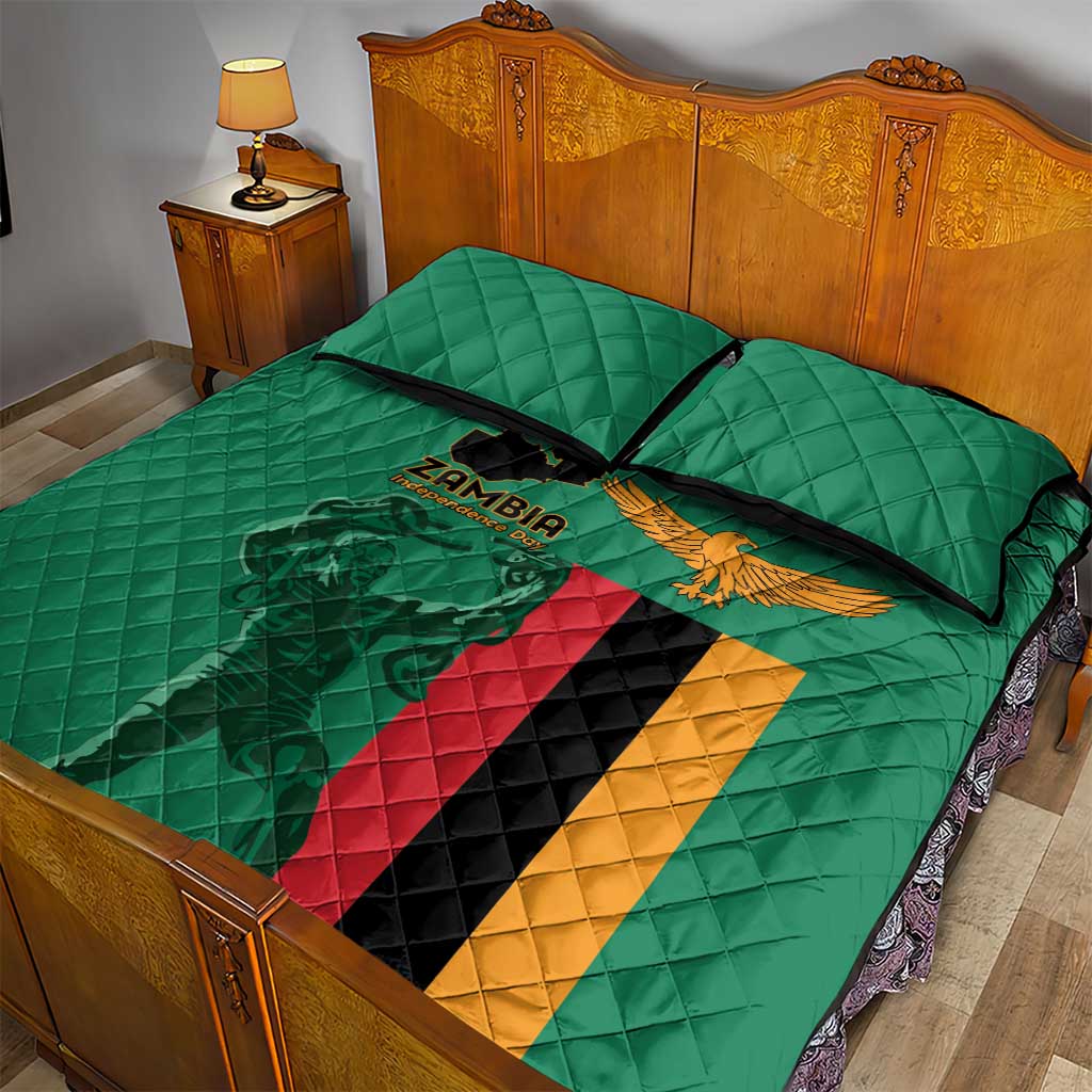 Zambia Independence Day Quilt Bed Set Lusaka Freedom Statue - Wonder Print Shop