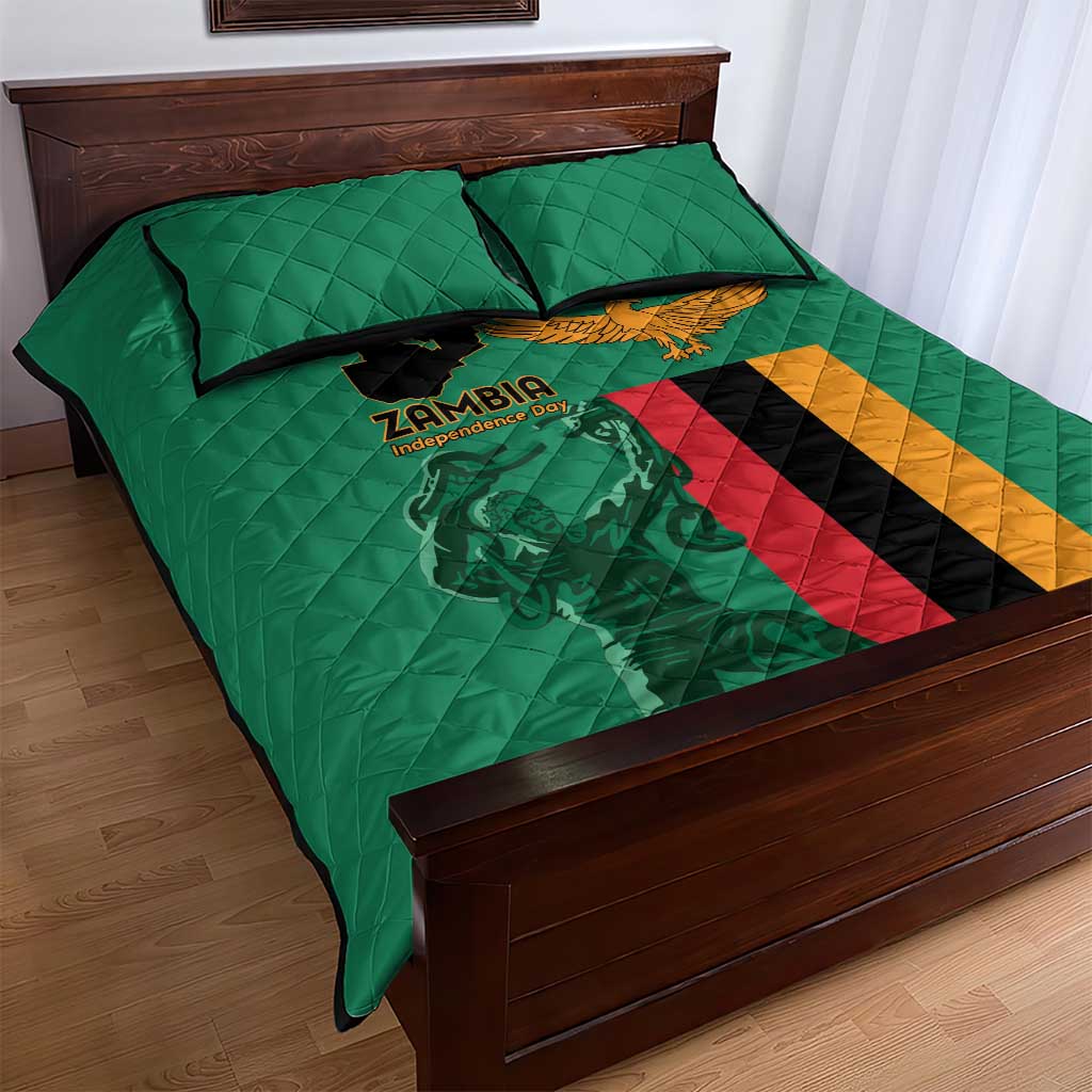 Zambia Independence Day Quilt Bed Set Lusaka Freedom Statue - Wonder Print Shop