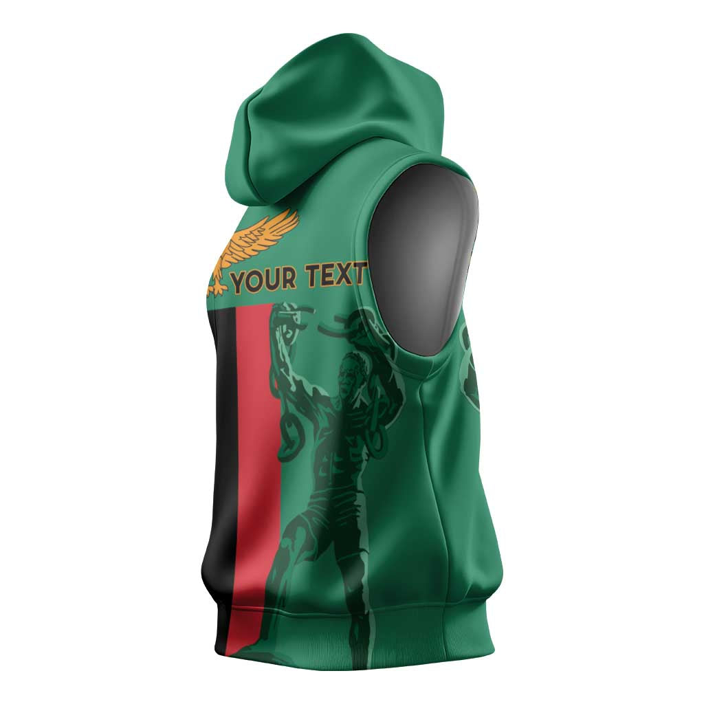 Personalized Zambia Independence Day Sleeveless Hoodie Lusaka Freedom Statue - Wonder Print Shop