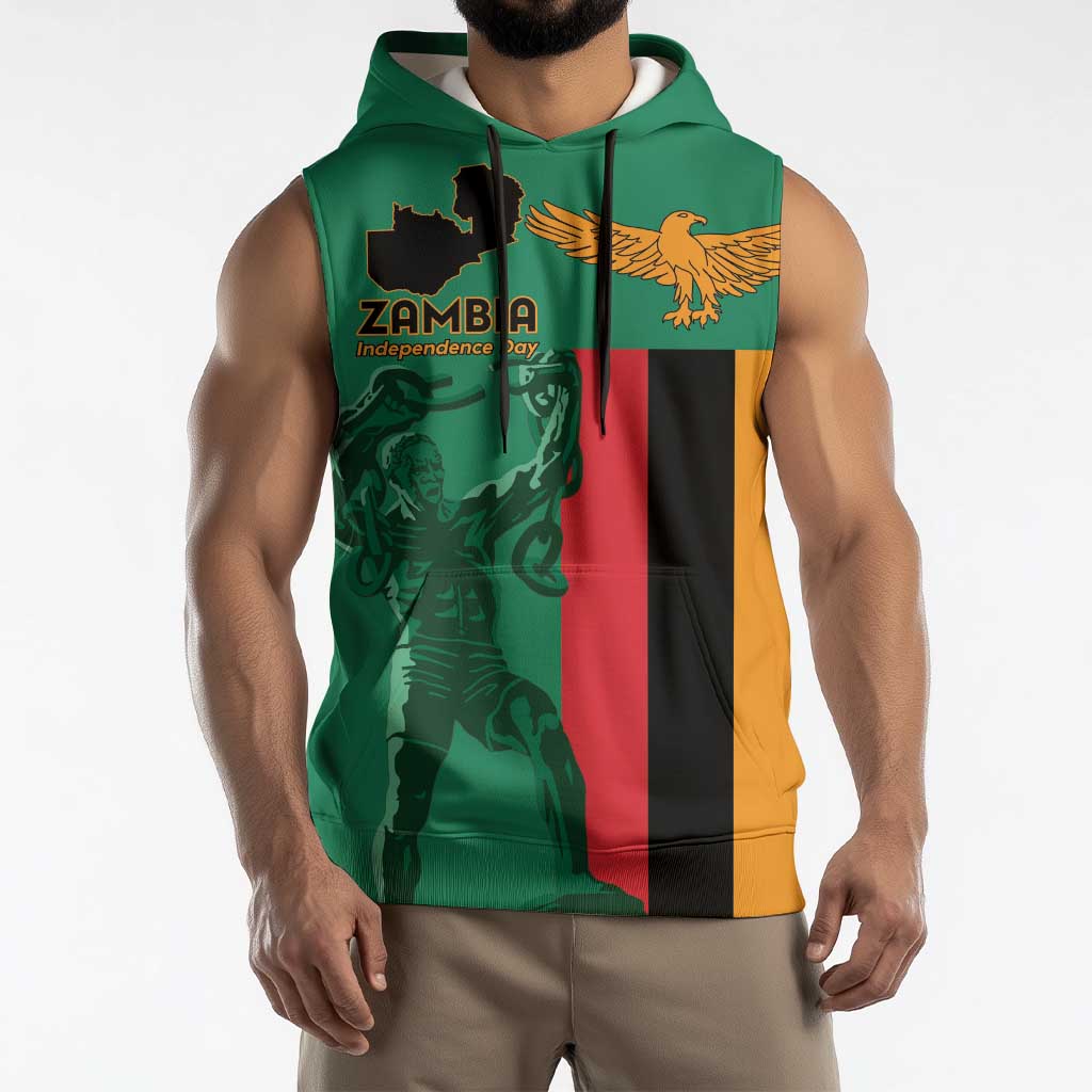 Personalized Zambia Independence Day Sleeveless Hoodie Lusaka Freedom Statue - Wonder Print Shop