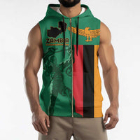 Personalized Zambia Independence Day Sleeveless Zip Hoodie Lusaka Freedom Statue - Wonder Print Shop
