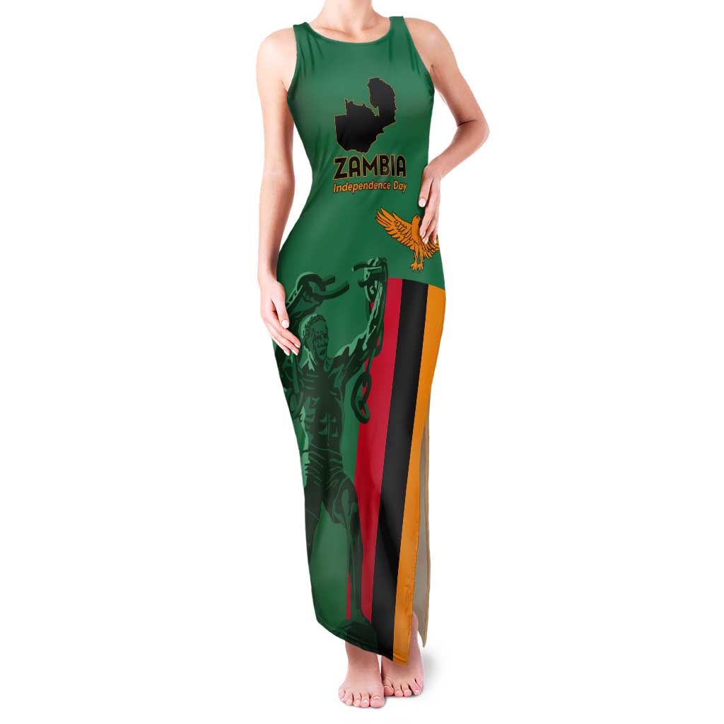 Personalized Zambia Independence Day Tank Maxi Dress Lusaka Freedom Statue - Wonder Print Shop