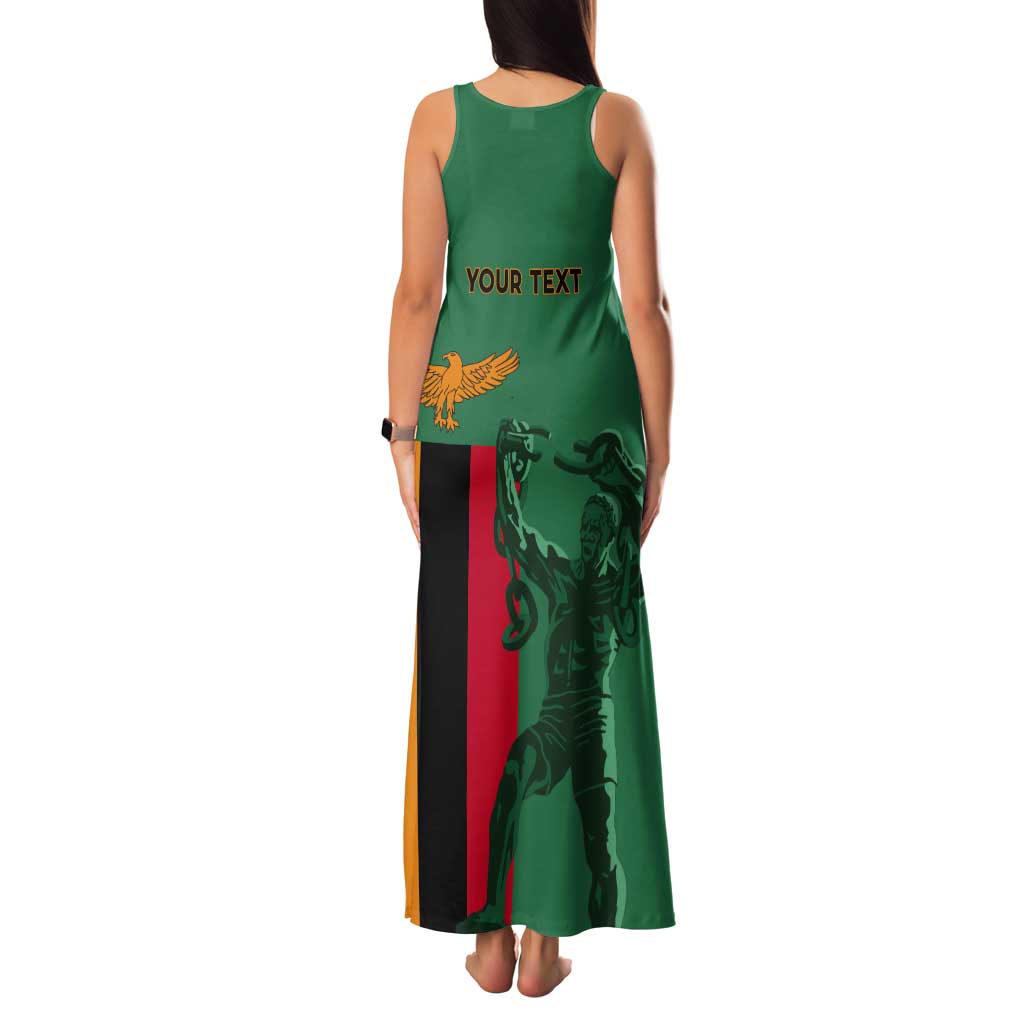 Personalized Zambia Independence Day Tank Maxi Dress Lusaka Freedom Statue - Wonder Print Shop