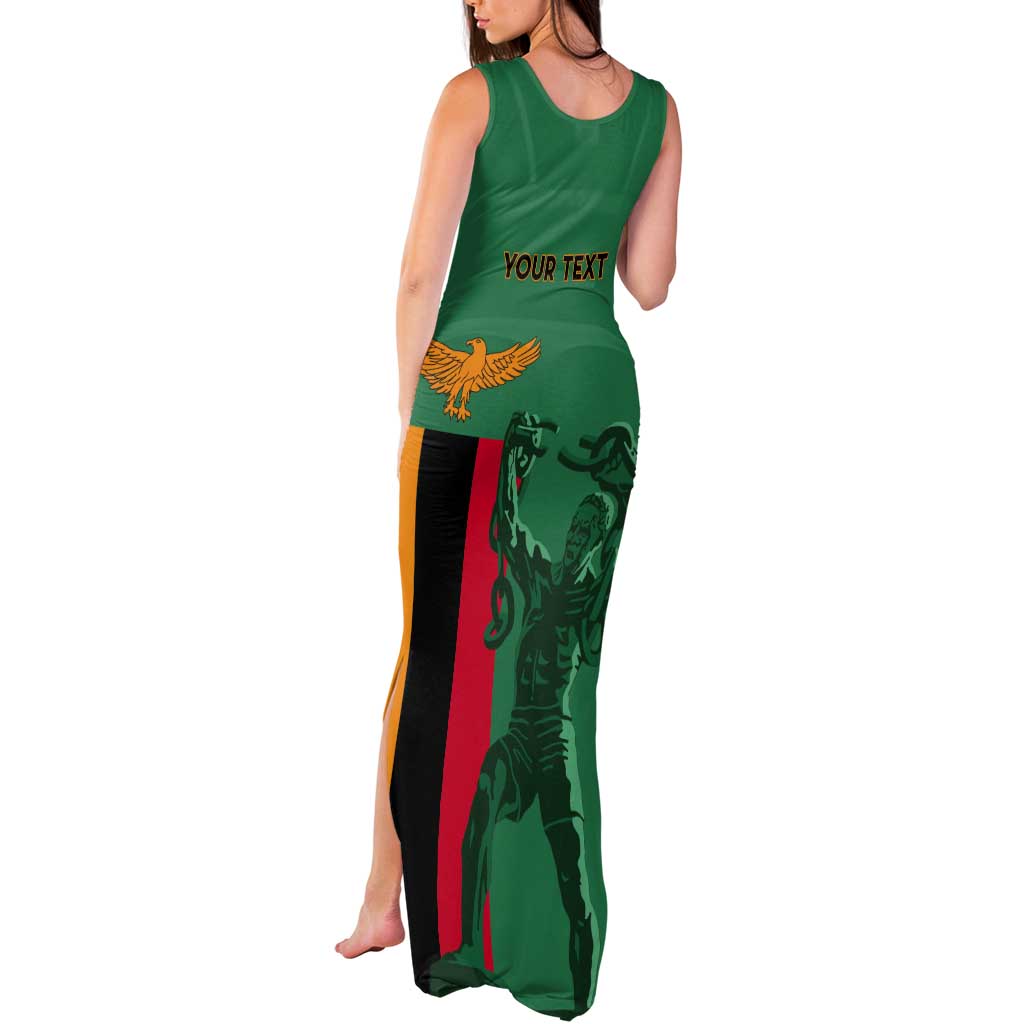 Personalized Zambia Independence Day Tank Maxi Dress Lusaka Freedom Statue - Wonder Print Shop