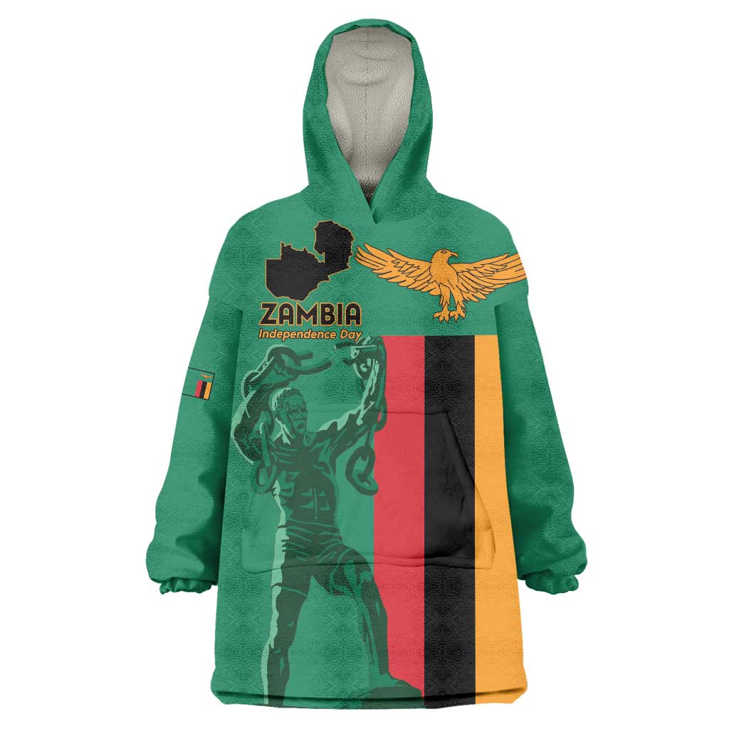 Personalized Zambia Independence Day Wearable Blanket Hoodie Lusaka Freedom Statue - Wonder Print Shop