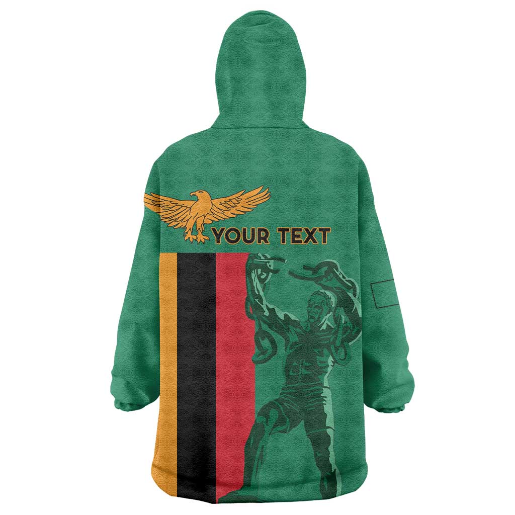 Personalized Zambia Independence Day Wearable Blanket Hoodie Lusaka Freedom Statue - Wonder Print Shop