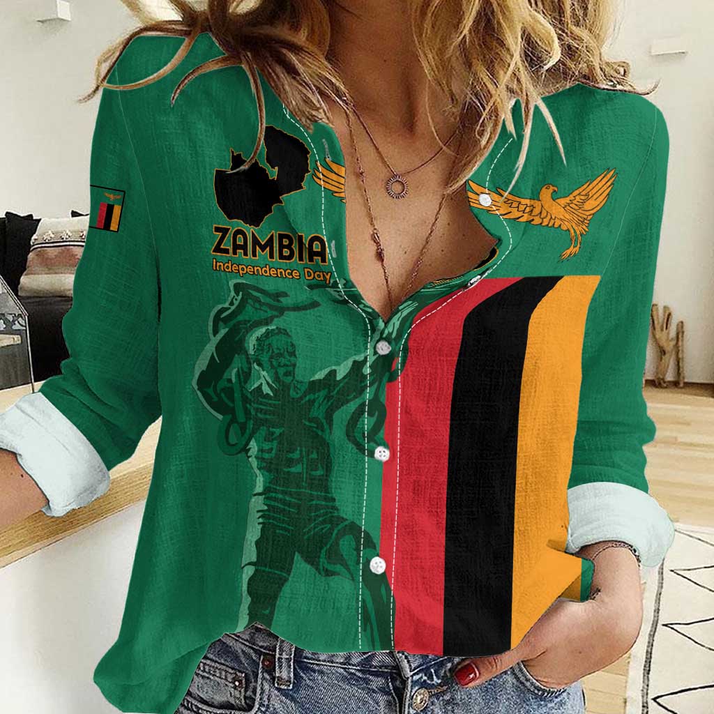 Personalized Zambia Independence Day Women Casual Shirt Lusaka Freedom Statue - Wonder Print Shop